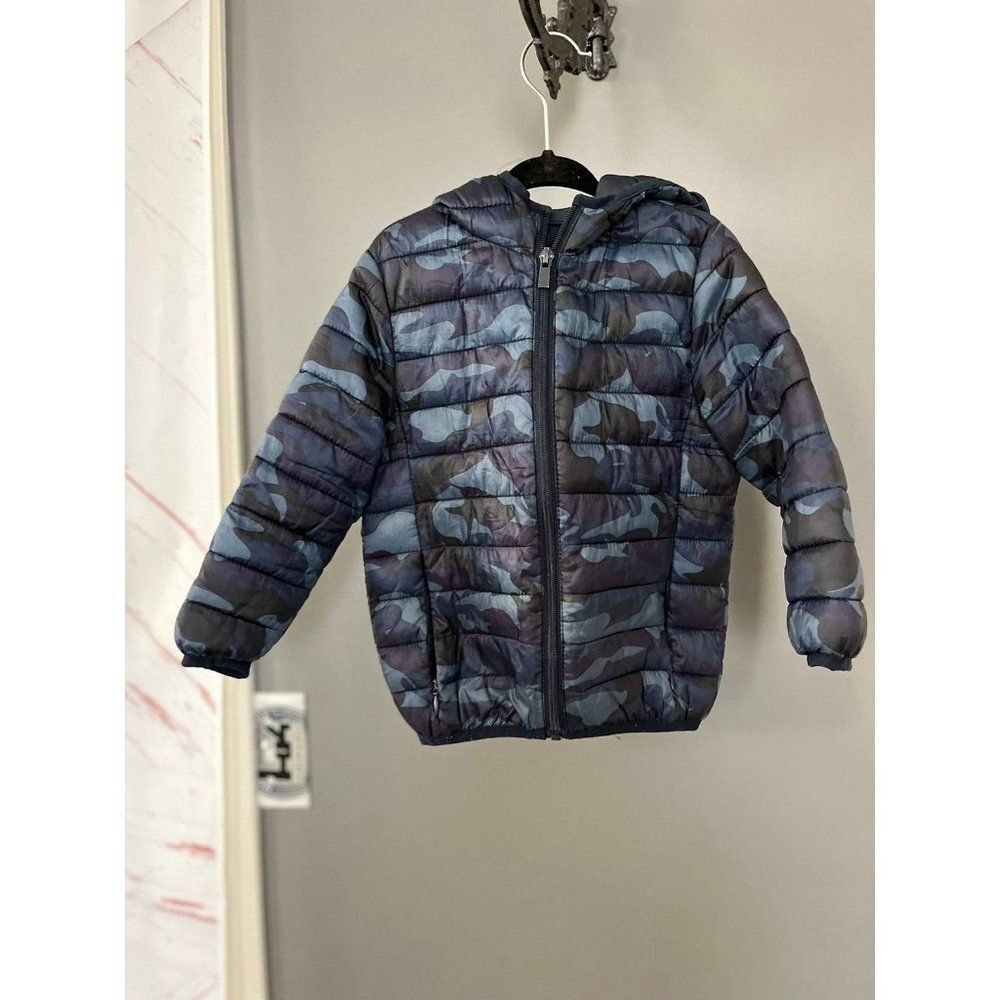 Zara boys size 4t 4 years blue camo puffer Jacket coat